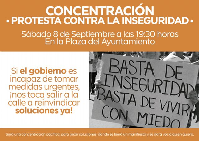 Convocan una concentración frente al ayuntamiento para decir basta a la inseguridad en Alguazas